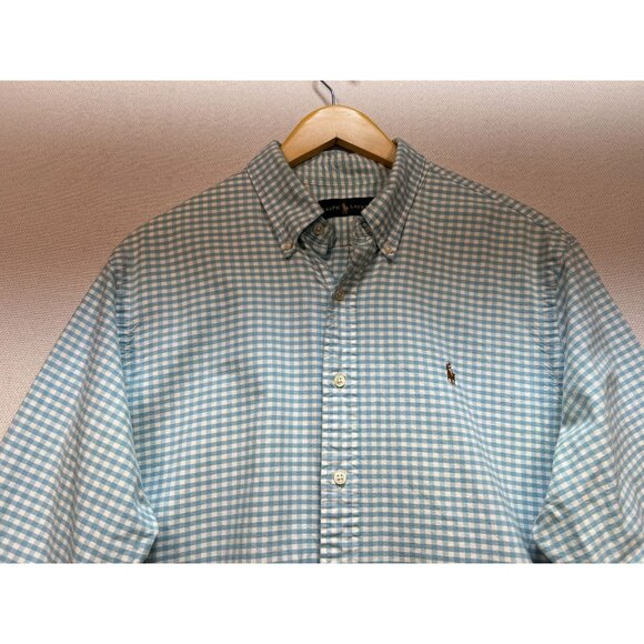 Ralph Lauren Men's Preppy Button Down Shirt Long Sleeve Size XL Blue White Check - Picture 5 of 13